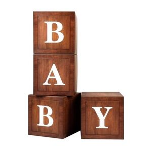 NWT 2 sets of blocks. 8 boxes  total faux Wooden Baby Blocks Decor 11.5” square